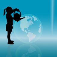Vector silhouette of a little girl N11