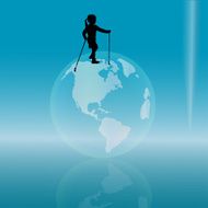 Vector silhouette of a little girl N12