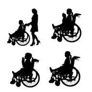 Vector silhouettes of people in a wheelchair N2