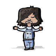 cartoon kid in dungarees