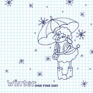 Cute sheep girl with umbrella Winter doodle Sketchy notepaper