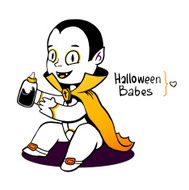 Cute baby vampire Dracula young nipple bottle with fresh blood N3