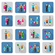 Family and people flat icons