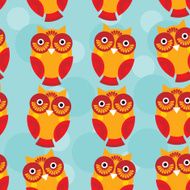 Cute seamless pattern with owl on a blue background vector