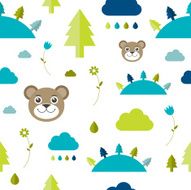 Child seamless pattern Forest concept