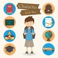 Student character Icon set vector