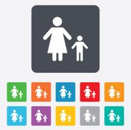 One-parent family with one child sign icon N15