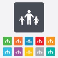 One-parent family with two children sign icon N9