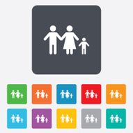 Complete family with one child sign icon N9