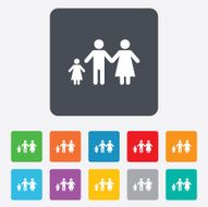 Complete family with one child sign icon N10