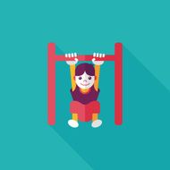 Boy hanging horizontal bar flat icon with long shadow eps10 N3