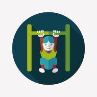 Boy hanging horizontal bar flat icon with long shadow eps10 N4