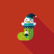Christmas stocking flat icon with long shadow eps10 N13