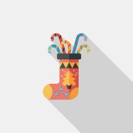 Christmas stocking flat icon with long shadow eps10 N14