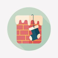 Christmas stocking flat icon with long shadow eps10 N15