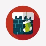 Christmas stocking flat icon with long shadow eps10 N17