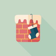 Christmas stocking flat icon with long shadow eps10 N18
