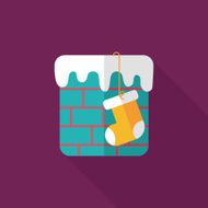 Christmas stocking flat icon with long shadow eps10 N19