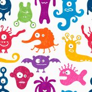 Seamless pattern with funny monsters