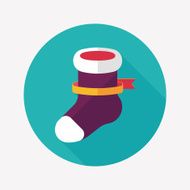 Christmas stocking flat icon with long shadow eps10 N23