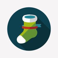 Christmas stocking flat icon with long shadow eps10 N24