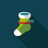 Christmas stocking flat icon with long shadow eps10 N27