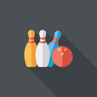 Bowling game flat icon with long shadow N2