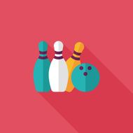 Bowling game flat icon with long shadow N3