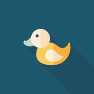 duck toy flat icon with long shadow eps10 N12