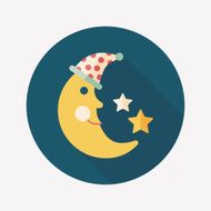 moon star flat icon with long shadow EPS 10 N6
