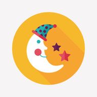 moon star flat icon with long shadow EPS 10 N7