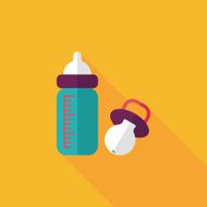 Baby bottle flat icon with long shadow EPS 10 N58