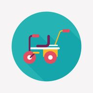 Kids Tricycle flat icon with long shadow eps10 N17