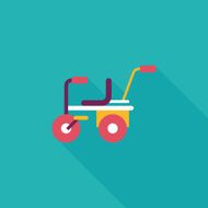 Kids Tricycle flat icon with long shadow eps10 N19