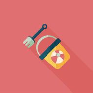 Shovel and bucket toys flat icon with long shadow eps10 N15