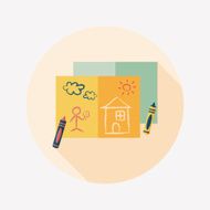 crayons flat icon with long shadow eps10 N31