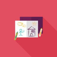 crayons flat icon with long shadow eps10 N34