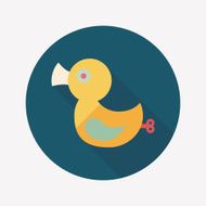duck toy flat icon with long shadow eps10 N13