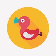 duck toy flat icon with long shadow eps10 N14