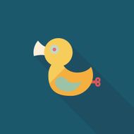 duck toy flat icon with long shadow eps10 N15