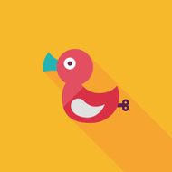 duck toy flat icon with long shadow eps10 N16