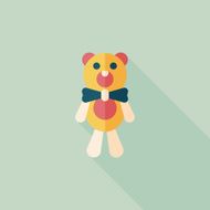 teddy bear flat icon with long shadow N36
