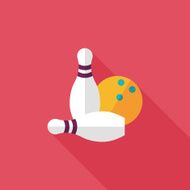 Bowling game flat icon with long shadow N4