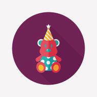 birthday teddy bear flat icon with long shadow eps10 N39