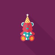 birthday teddy bear flat icon with long shadow eps10 N40