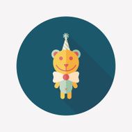 birthday teddy bear flat icon with long shadow eps10 N41