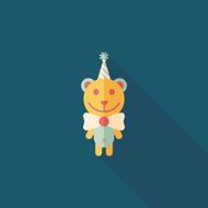 birthday teddy bear flat icon with long shadow eps10 N43