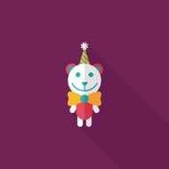 birthday teddy bear flat icon with long shadow eps10 N44