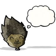 cartoon happy face with thought bubble