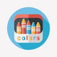 crayons flat icon with long shadow eps10 N36